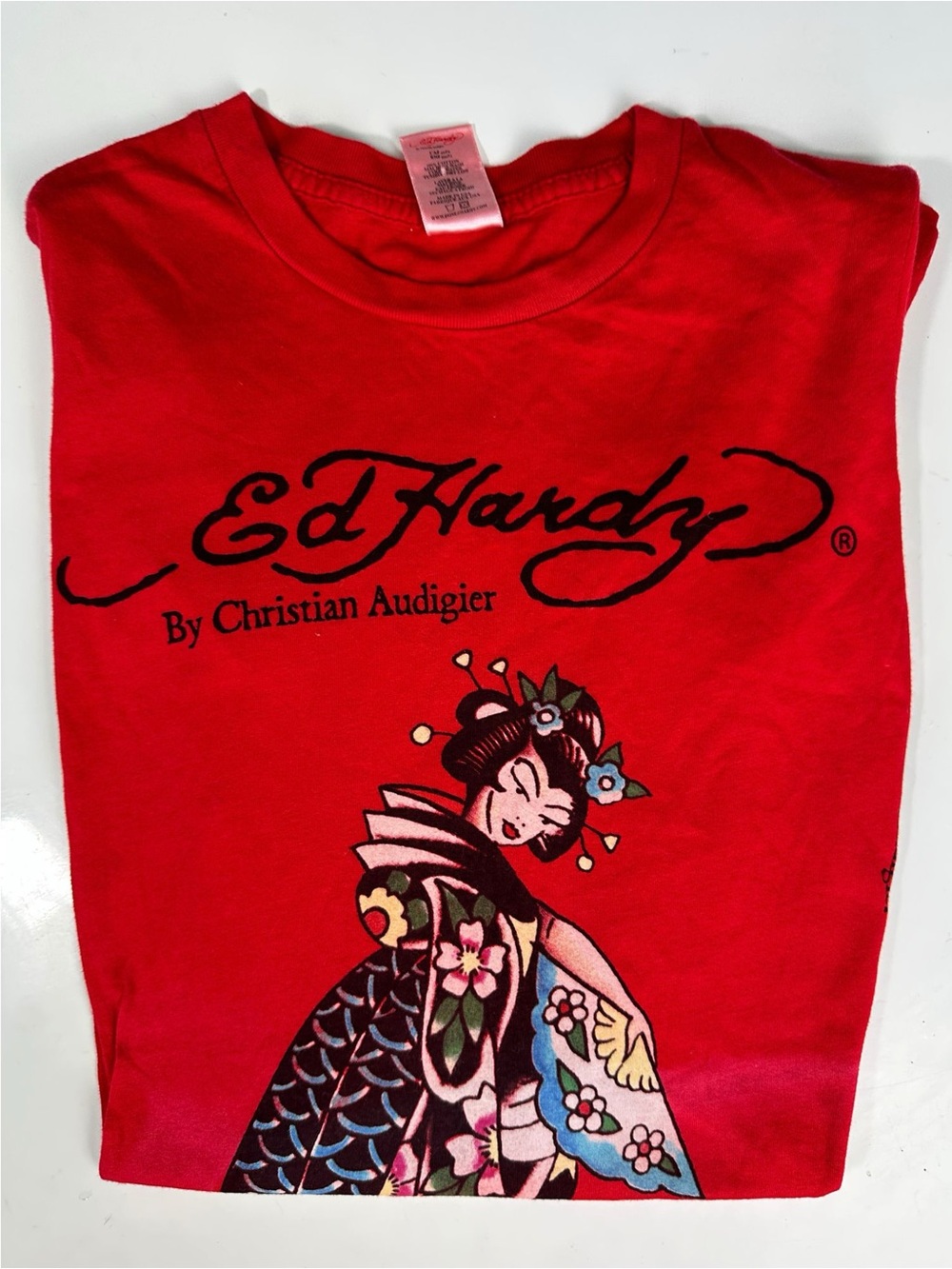 Ed Hardy by Christian Audigier Long Sleeve Geisha Graphic Tee Sz:XS - Picture 6 of 7